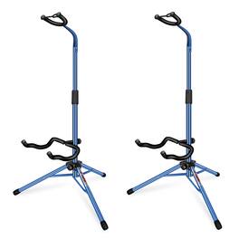 5 CORE - Guitar Stand Pair Floor Folding Holder Soporte Para Guitarra for Acoustic Electric Bass - Dark Blue