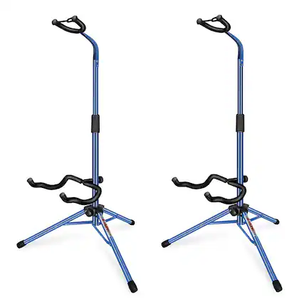 Front. 5 CORE - Guitar Stand Pair Floor Folding Holder Soporte Para Guitarra for Acoustic Electric Bass - Dark Blue.