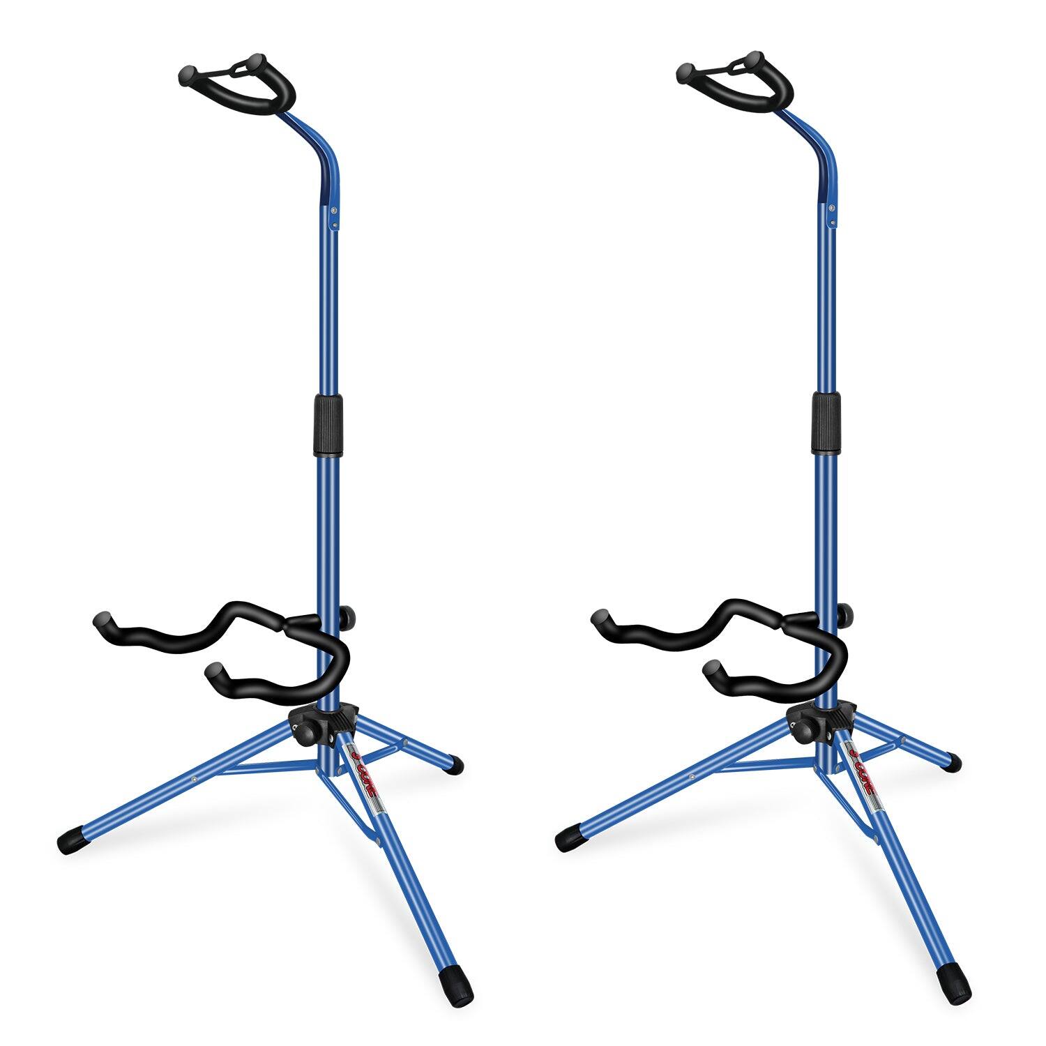 5 CORE - Guitar Stand Pair Floor Folding Holder Soporte Para Guitarra for Acoustic Electric Bass - Dark Blue