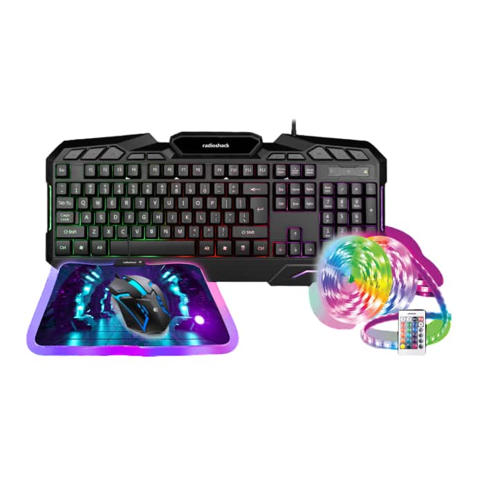 RadioShack - Keyboard RGB Light Mouse and Mouse Pad Combo - Black