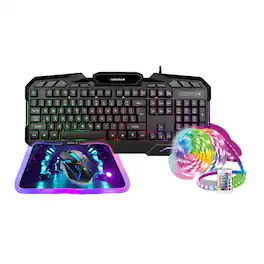 RadioShack - Keyboard RGB Light Mouse and Mouse Pad Combo - Black