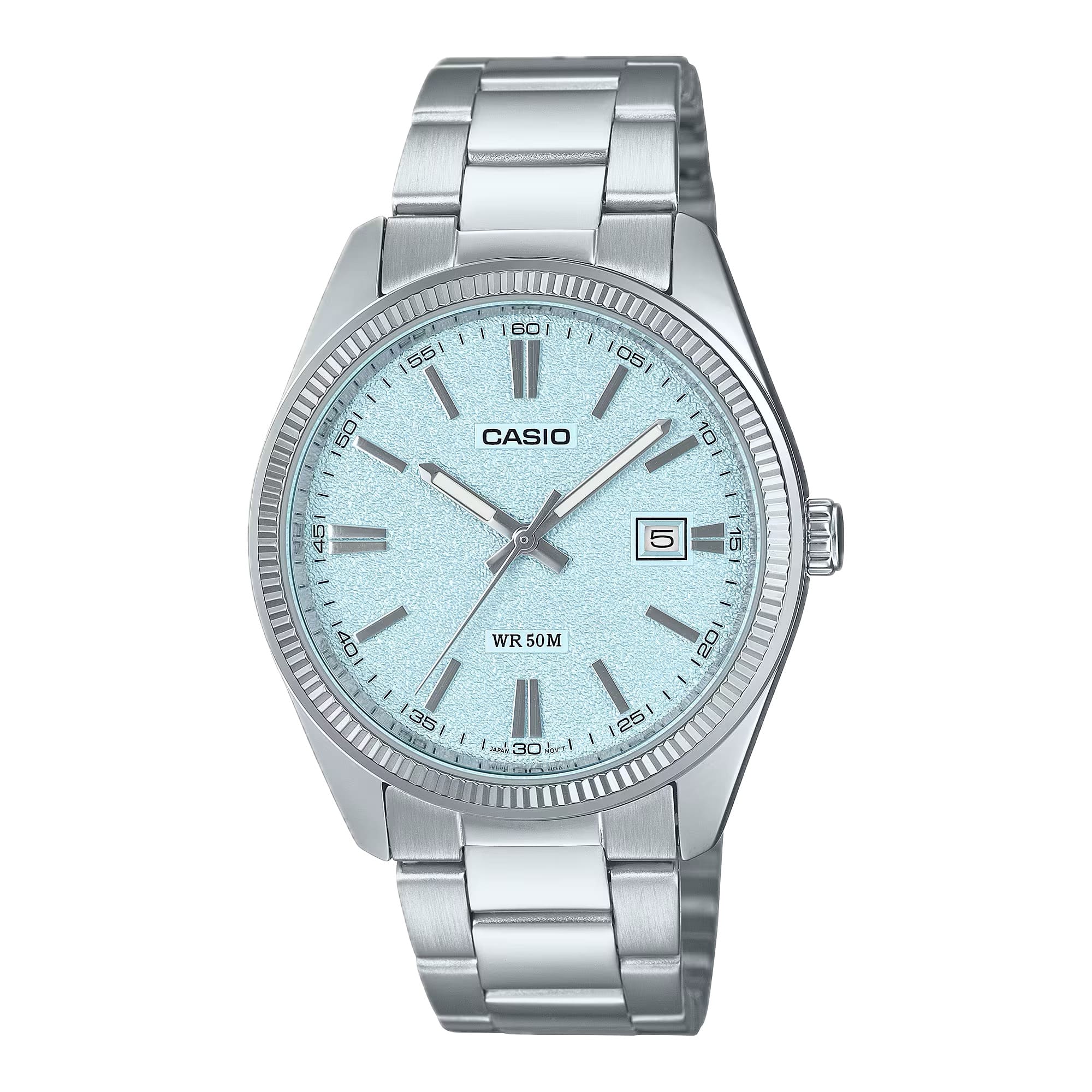 Casio - Men’s Blue ‎Dial Stainless Steel Bracelet Watch - MTP-1302DA-2A2VDF - Silver