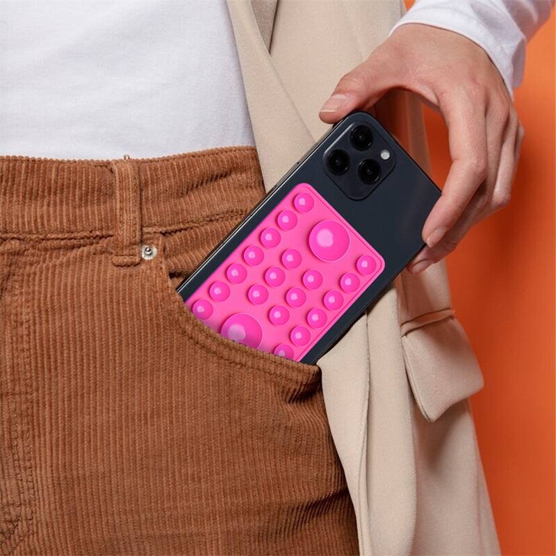Angle. Mybat - MyBat Ultra Clingy MagSafe Suction Phone Mount – Hot Pink - Pink.