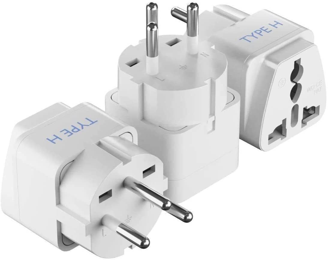 Ceptics - Israel Type H Travel Plug Adapter 3-Pack - White