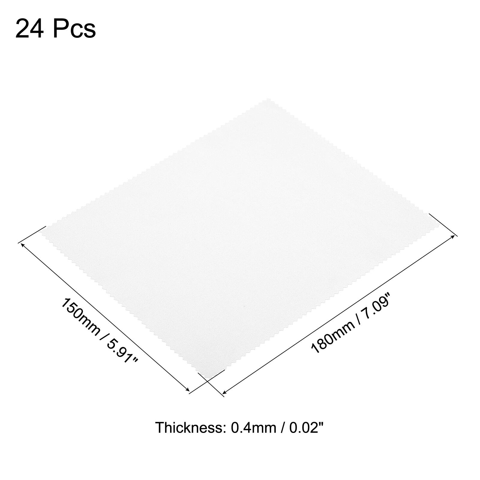 24 Pcs  
150mm / 5.91" x 180mm / 7.09"  
Thickness: 0.4mm / 0.02"