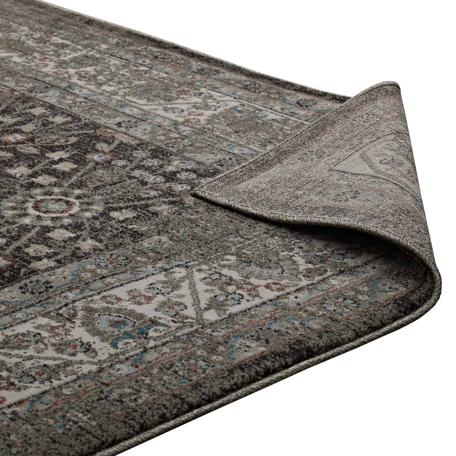 Alt View 4. Modway - Berit Distressed Vintage Floral Lattice Area Rug - Brown and Beige.