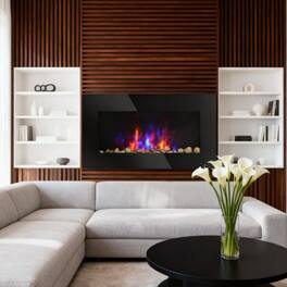 Loheer - 28.5 inch wall fireplace 1450w fireplace heater - Black
