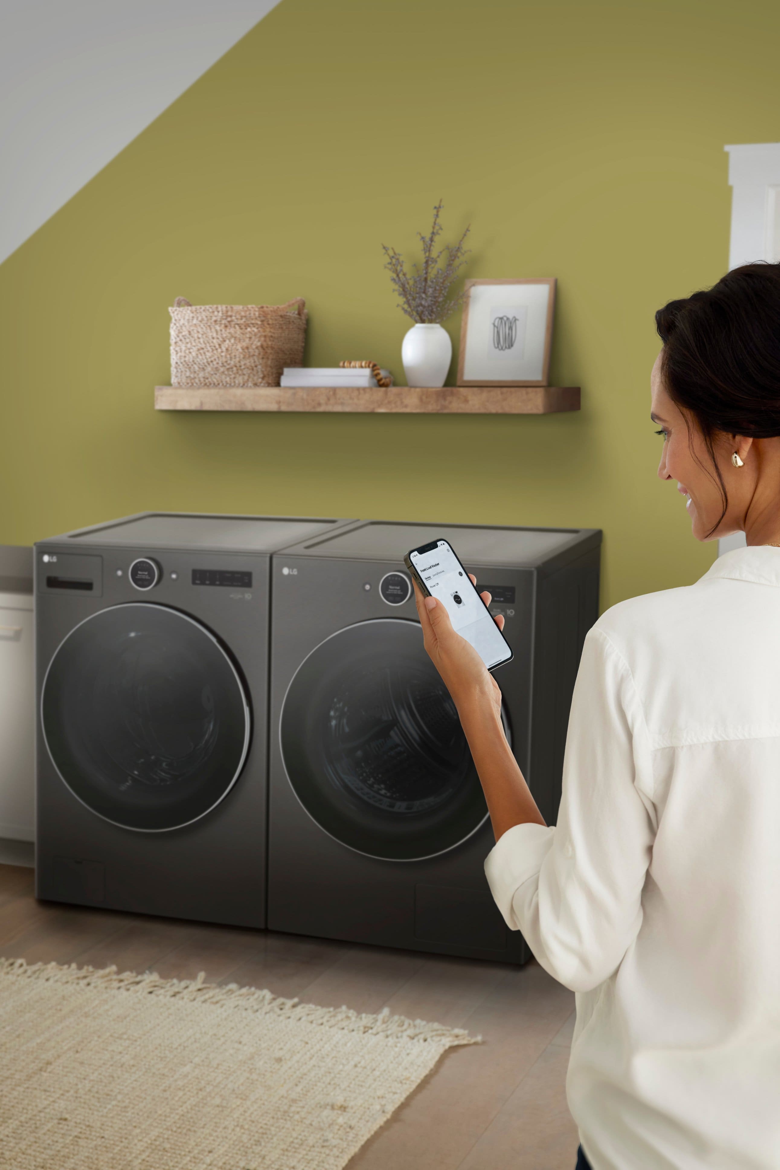 Alt View 36. LG - 5.0 Cu. Ft. High-Efficiency Stackable Smart Front Load Washer with Steam and TurboWash 360 - Black Steel.
