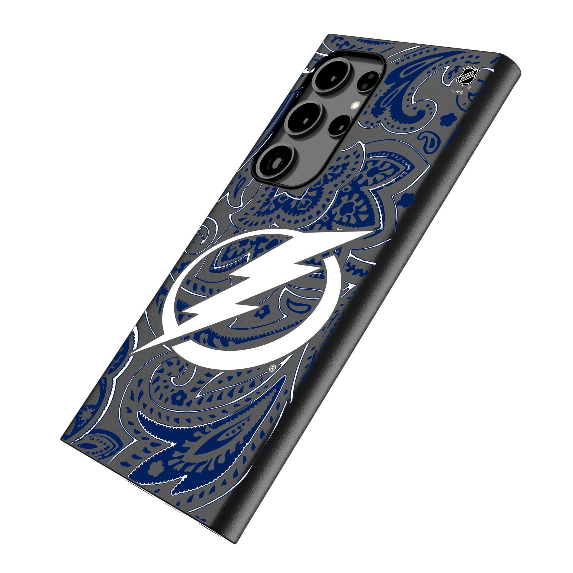 Alt View 1. Keyscaper - Tampa Bay Lightning Paisley Galaxy Magnetic Bump Case - S25 Ultra - Black.
