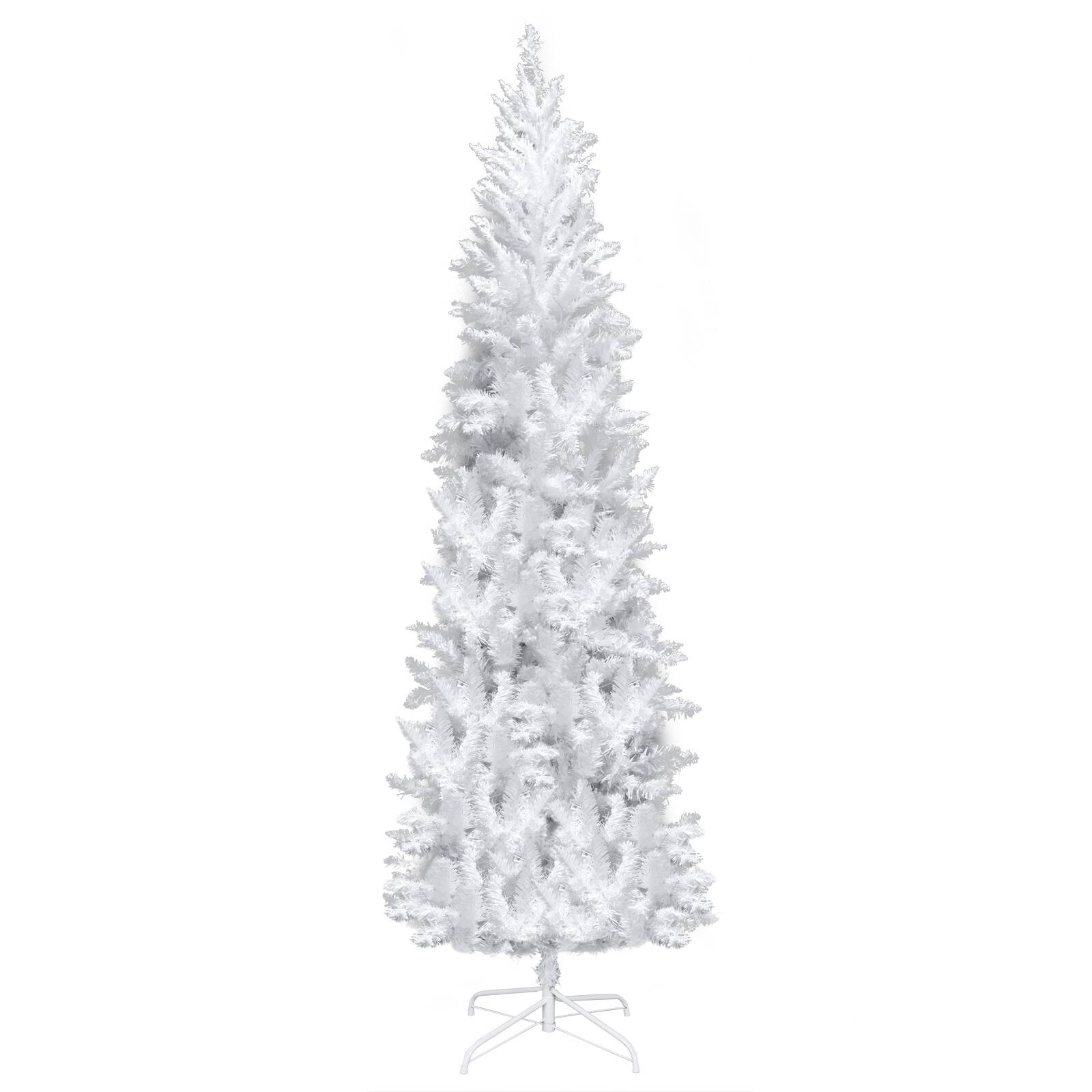 Front. Spaco - Spaco 6.5FT White Pencil Christmas Tree with 719 Branches and 250 Warm LED Lights - White.