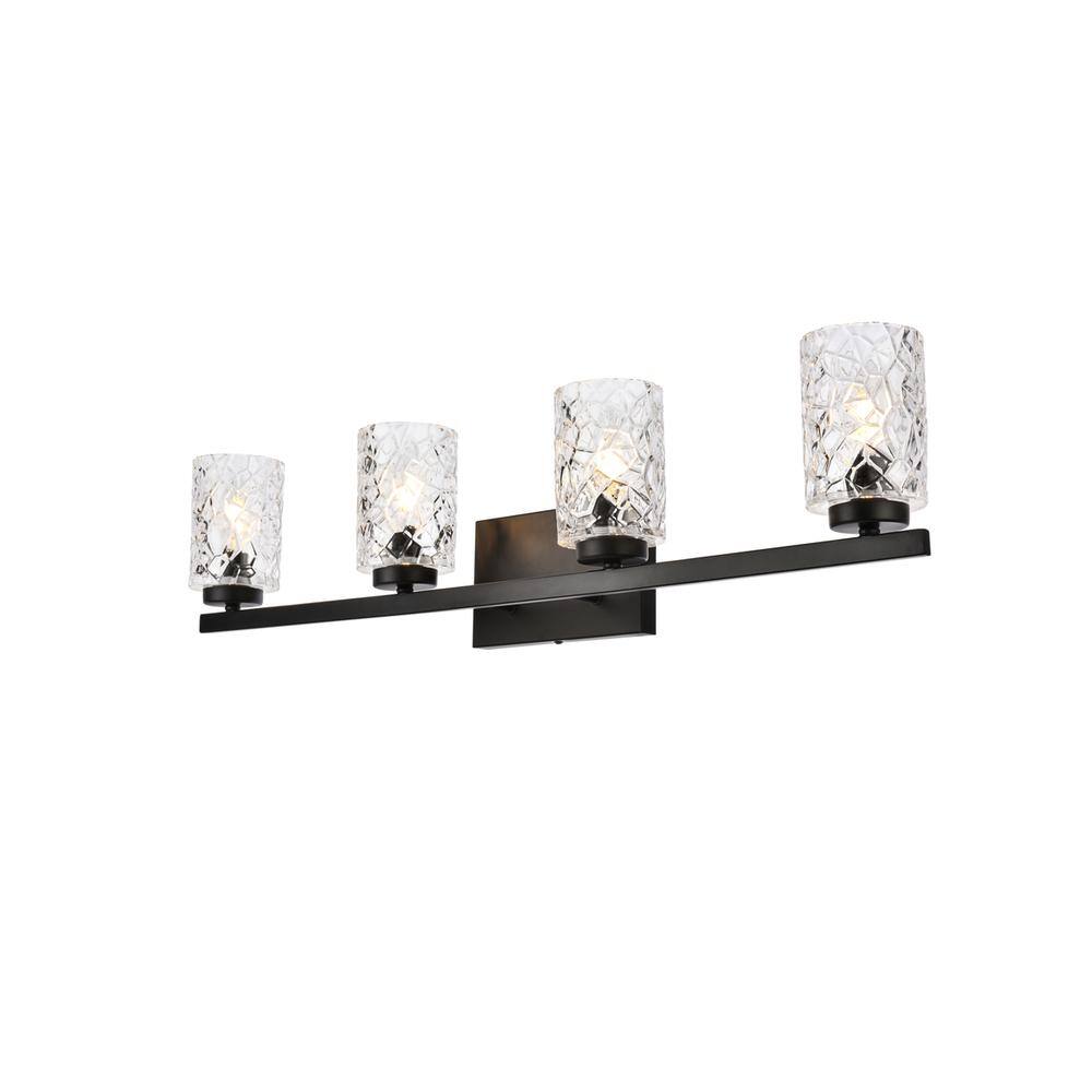 Alt View 1. Living District - Cassie 4 lights bath sconce in black with clear shade - Black And Clear Shade.