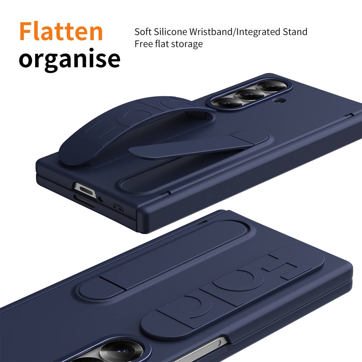 Flatten organise

Soft Silicone Wristband/Integrated Stand
Free flat storage