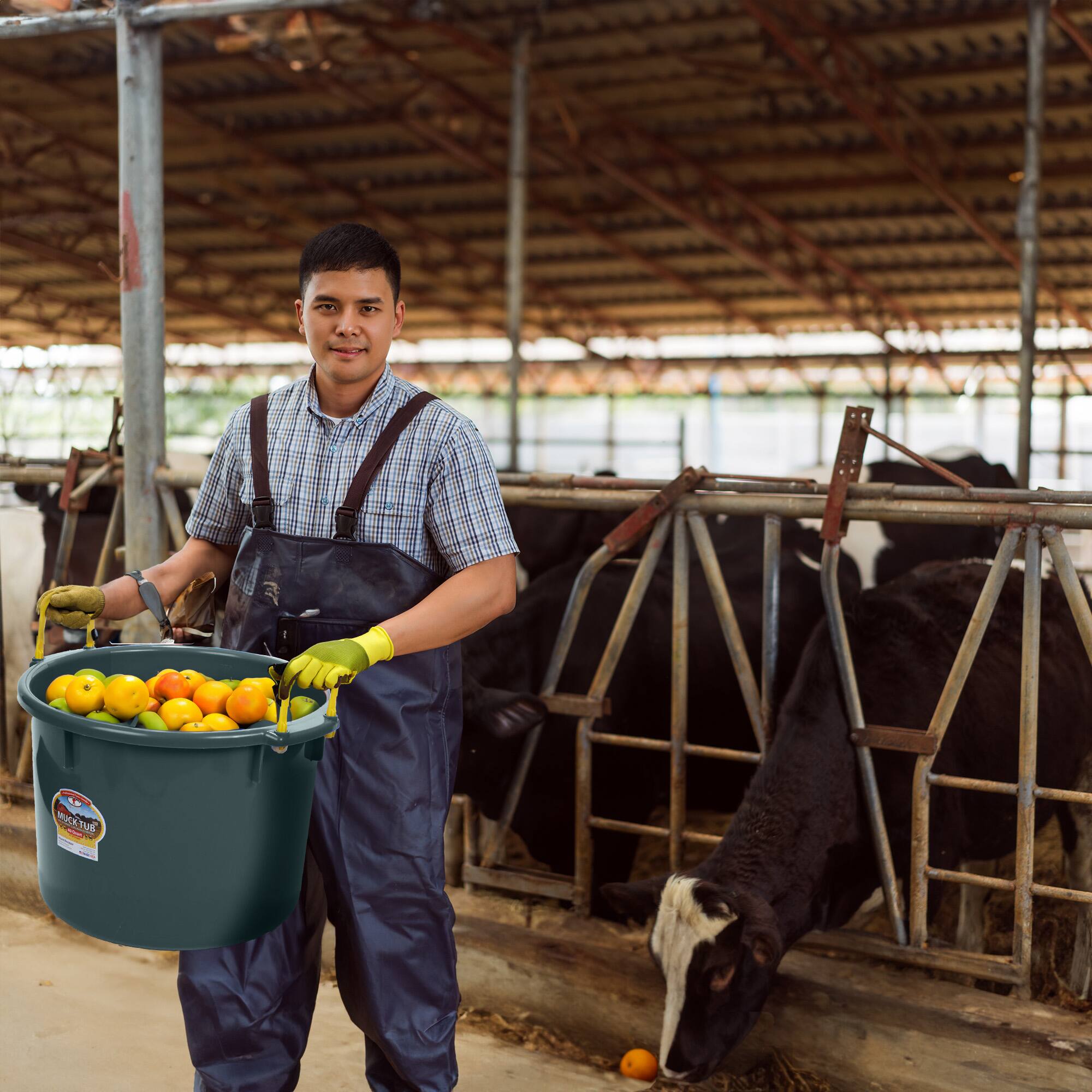 Alt View 2. Little Giant - Little Giant 40 Quart Durable and Versatile Utility Muck Tub w/Handles, Green.