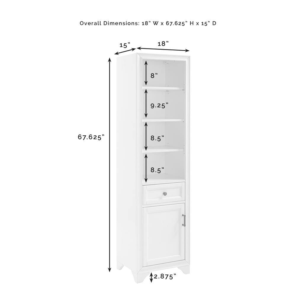 Overall Dimensions: 18" W x 67.625" H x 15" D

15"  
18"  
8"  
9.25"  
67.625"  
8.5"  
8.5"  
2.875"