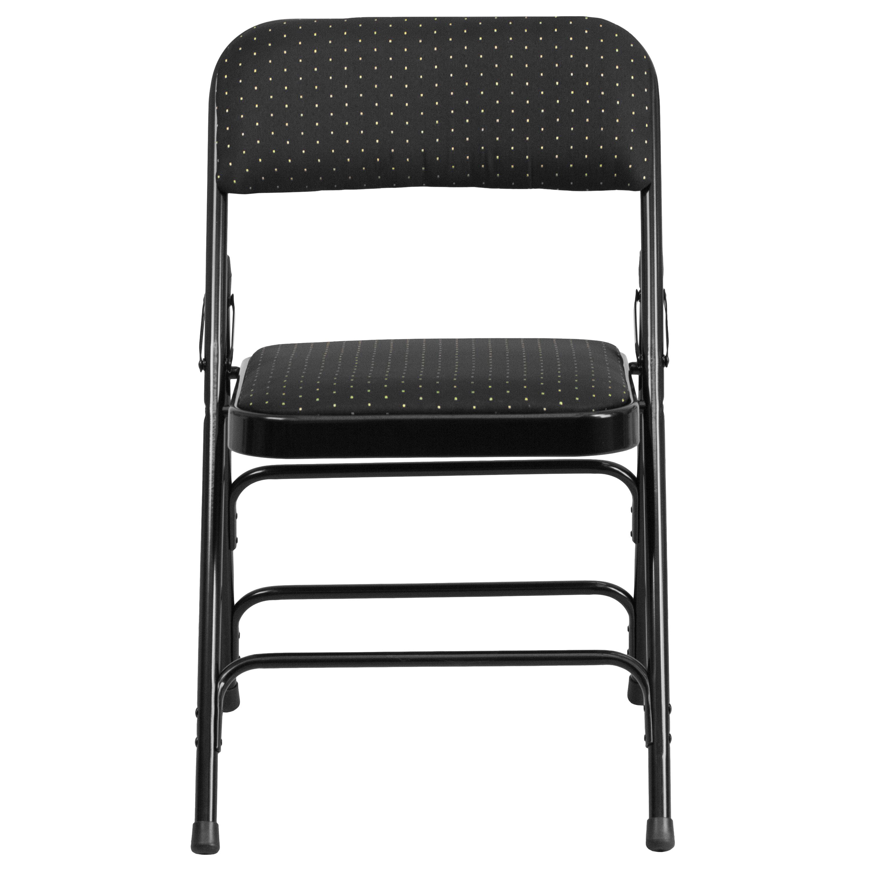 Alt View 8. Emma + Oliver - 2 Pack Home & Office Party Events Fabric Padded Metal Folding Chair - Black Patterned.