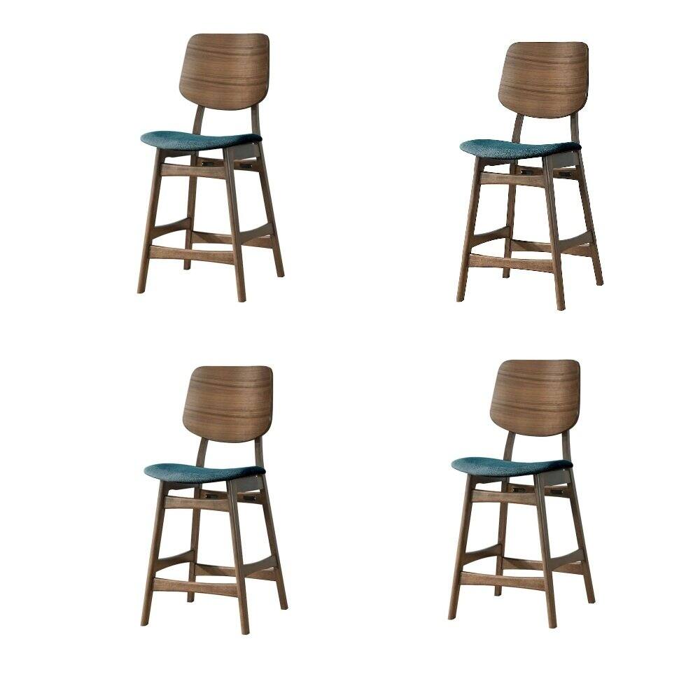 Alt View 3. New Classic Furniture - Oscar Wood Counter Chair in Walnut/Teal (Set of 4) - Teal.