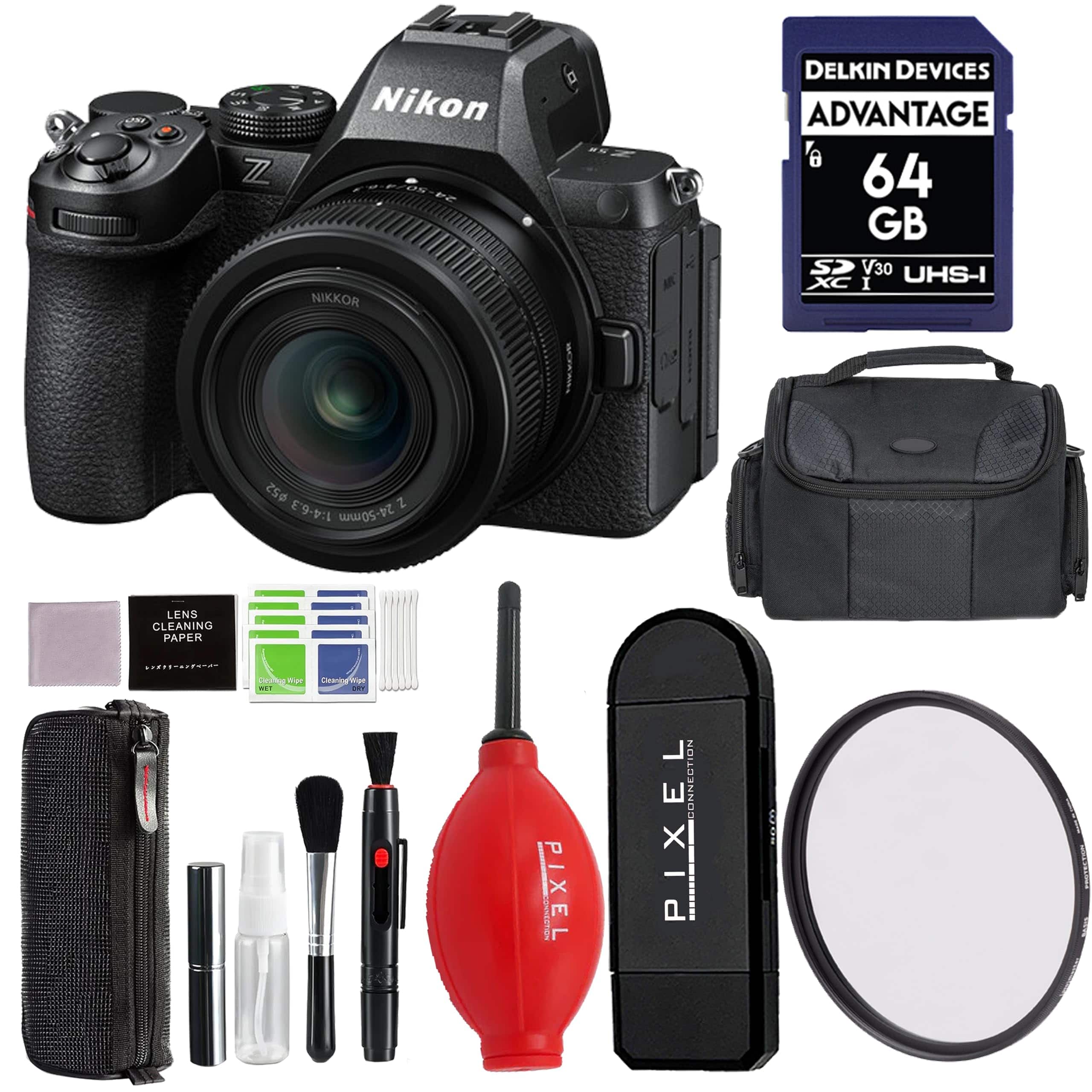 Nikon - Z5 II Mirrorless Camera with 24-50mm f/4-6.3 Lens with Advanced Accessories and Travel Bundle | 2018 - Black