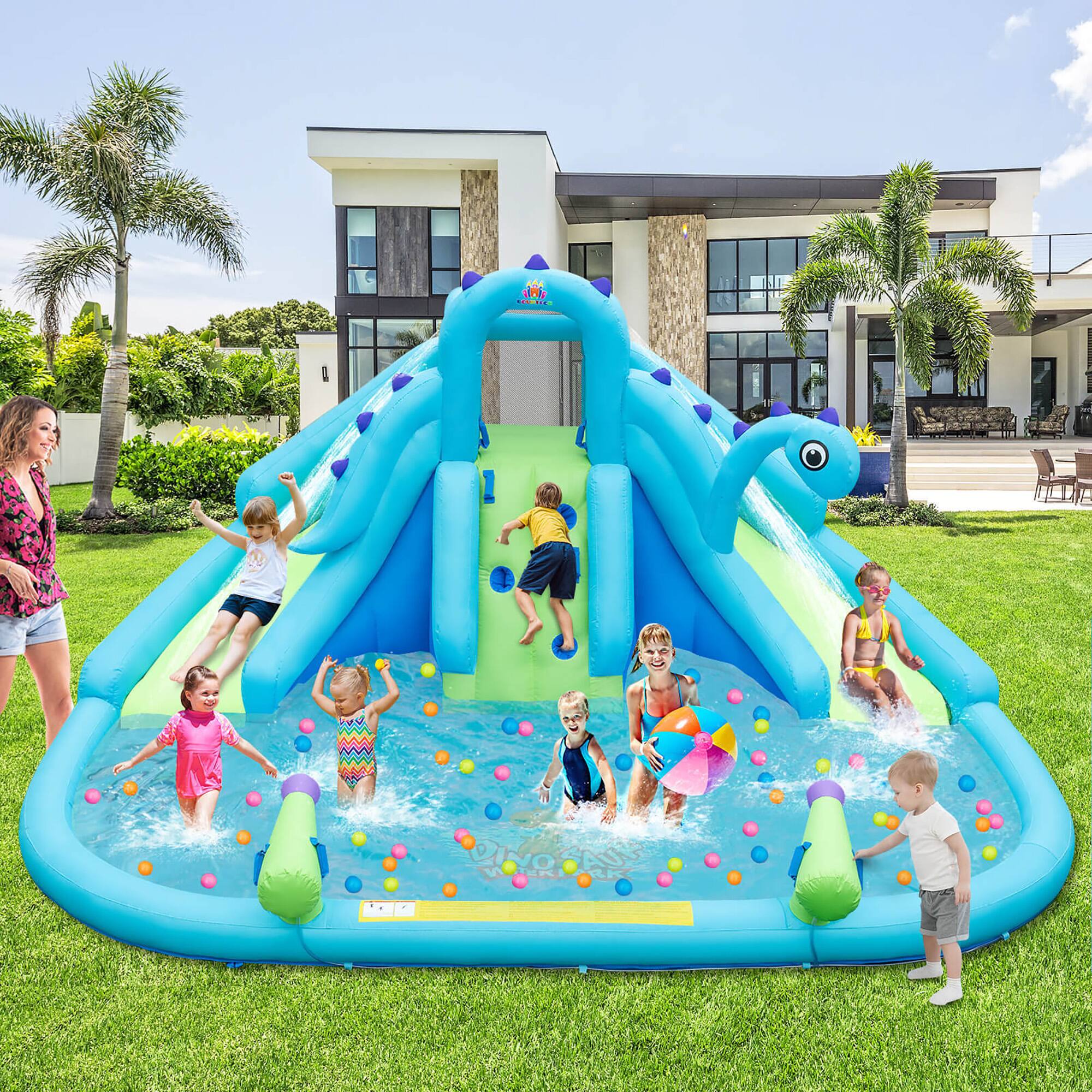 Alt View 1. Gymax - Gymax Inflatable Water Slide Blowup Water Park w/ Dual Slides Without Blower.