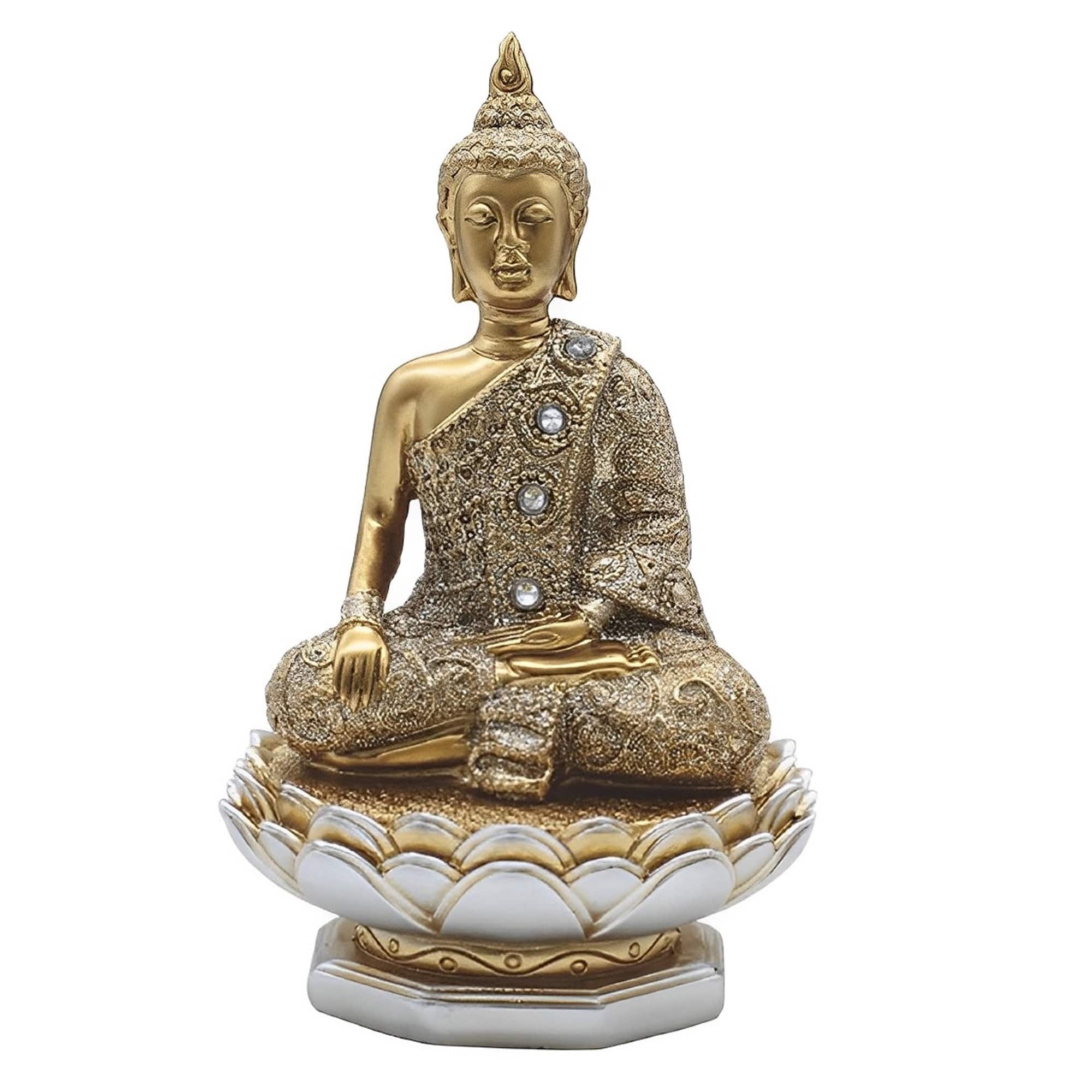 FC Design - 6"H Earth Touching Buddha on Lotus Seat Figurine Statue Desk Tabletop Home Decor Gift - Multi-Color