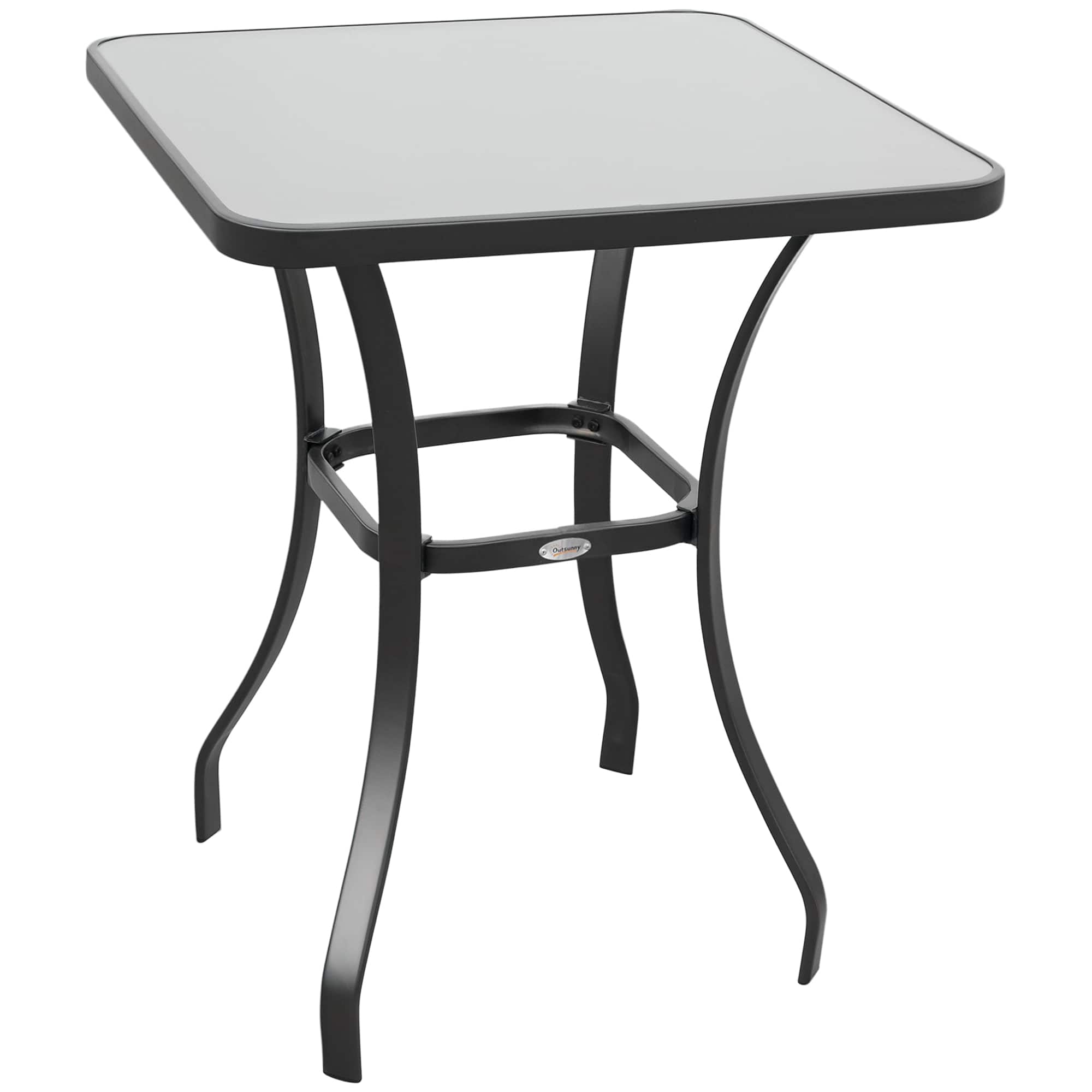 Outsunny - 27" Square Bistro Table Garden Dining Table Outdoor Tempered Glass - Black
