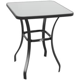 Outsunny - 27" Square Bistro Table Garden Dining Table Outdoor Tempered Glass - Black