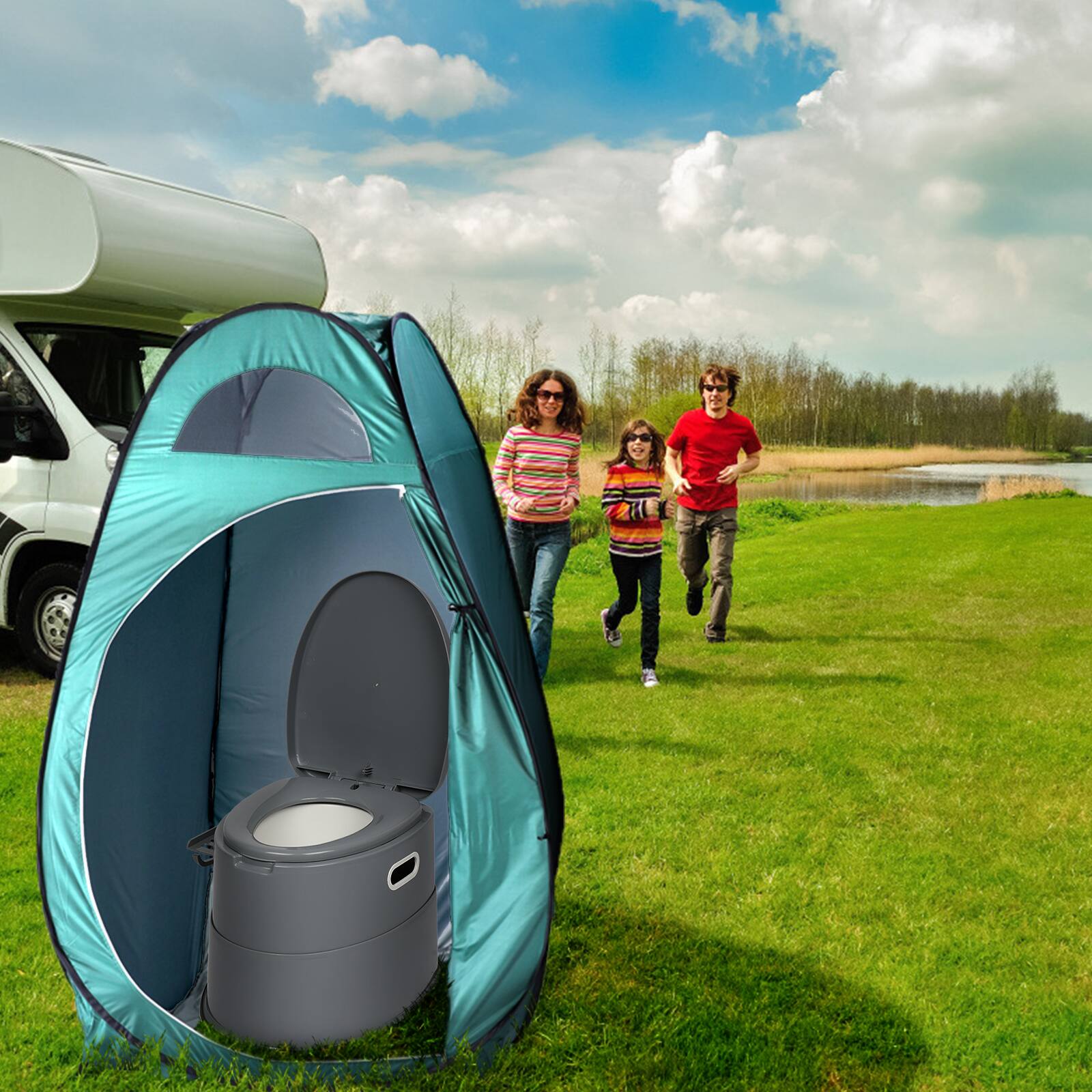 Alt View 5. Winado - 5L Portable Toilet Seat For Camping Toilet Travel Hiking for Outdoor Indoor Potty - Gray.