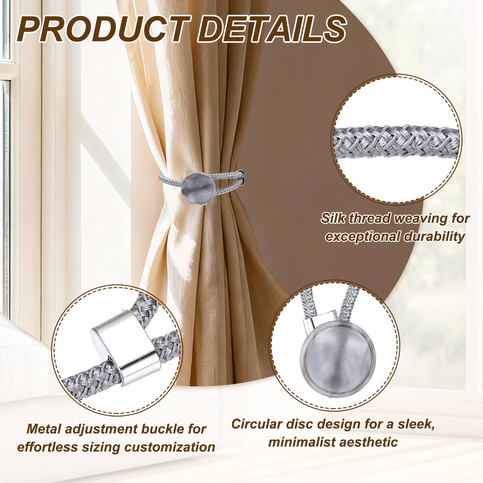 PRODUCT DETAILS

- Silk thread weaving for exceptional durability
- Metal adjustment buckle for effortless sizing customization
- Circular disc design for a sleek, minimalist aesthetic