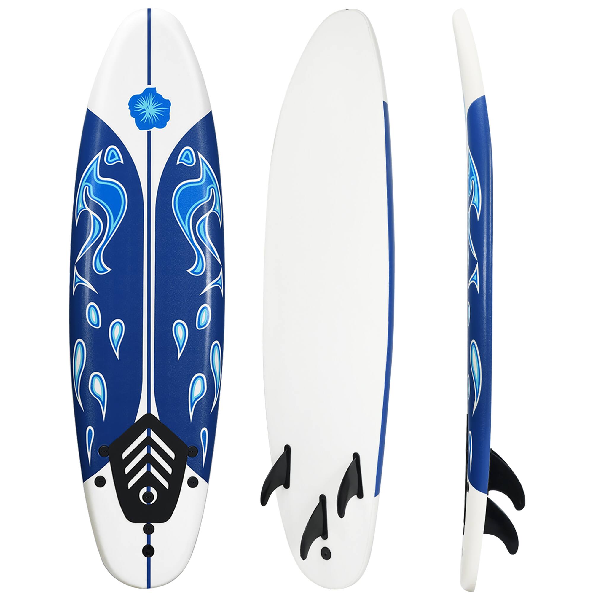 Alt View 10. Costway - Costway 6' Surfboard Foamie Body Surfing Board W/3  Fins & Leash for Kids Adults - White.