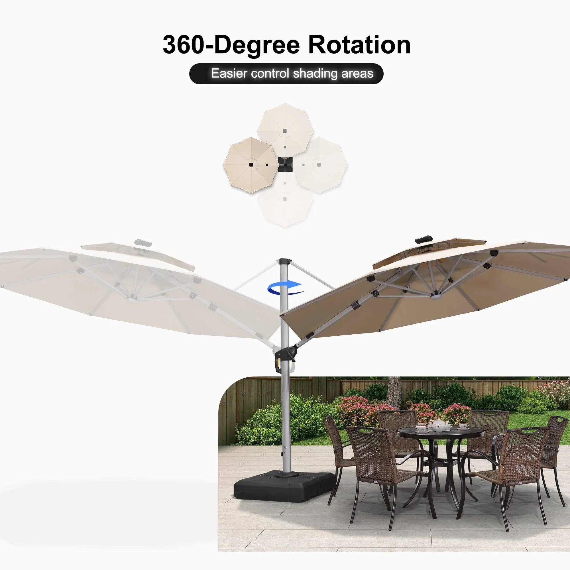 360-Degree Rotation  
Easier control shading areas