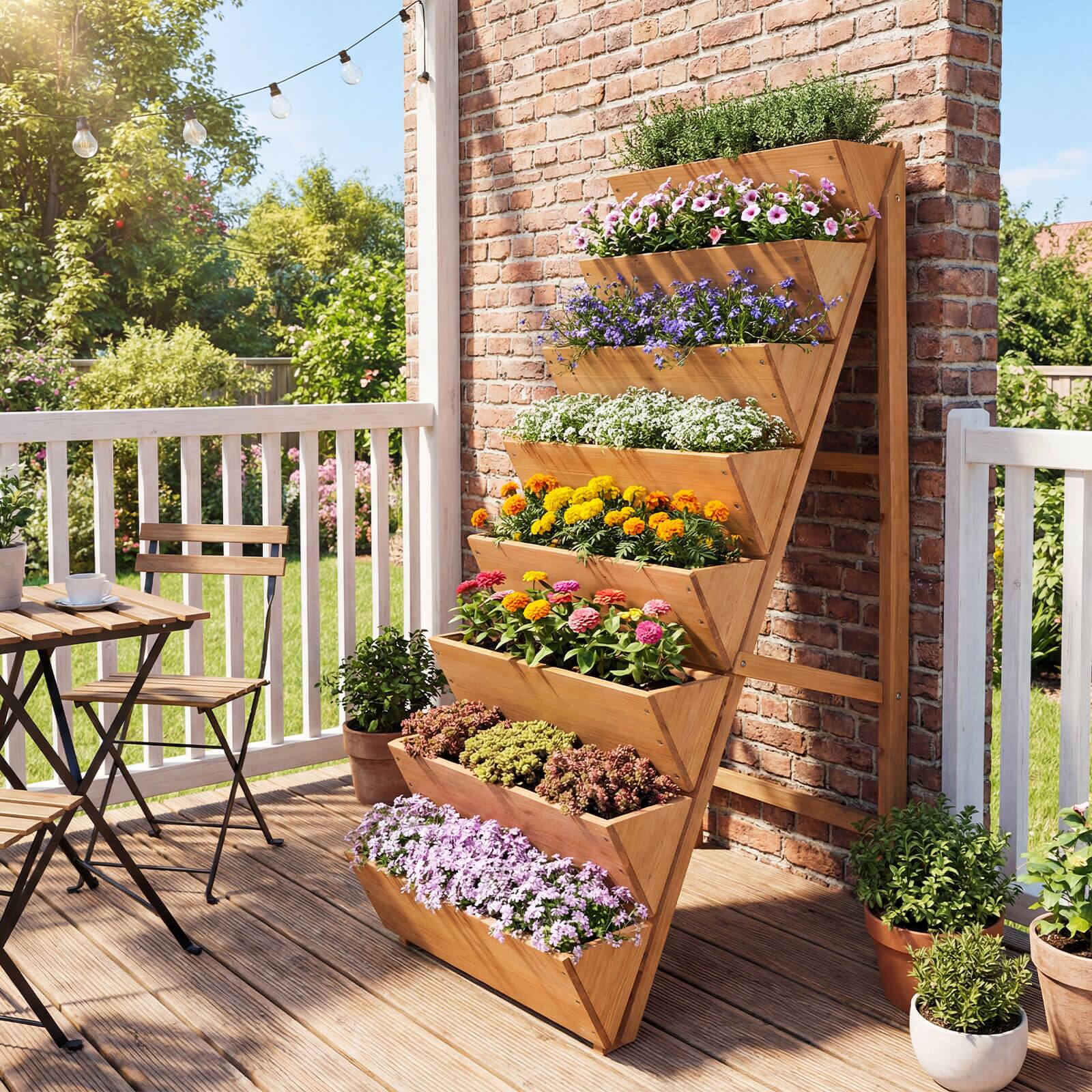 Alt View 5. Costway - Costway 1 PCS 8-tier Vertical Raised Garden Bed with Legs for Growing Vegetables Flowers Herbs - Orange.