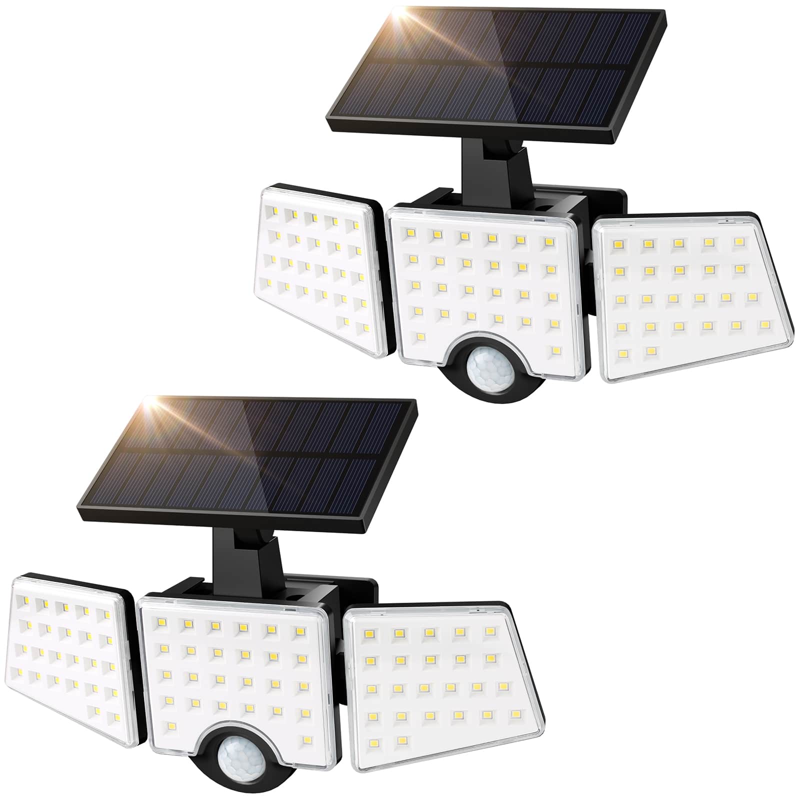 Lepro - Solar Lights with Motion Sensor, High Brightness, Adjustable Heads, Waterproof Wireless Wall Light for Yard Garage - Black