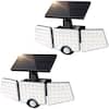 Front. Lepro - Solar Lights with Motion Sensor, High Brightness, Adjustable Heads, Waterproof Wireless Wall Light for Yard Garage - Black.