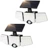 Lepro - Solar Lights with Motion Sensor, High Brightness, Adjustable Heads, Waterproof Wireless Wall Light for Yard Garage - Black