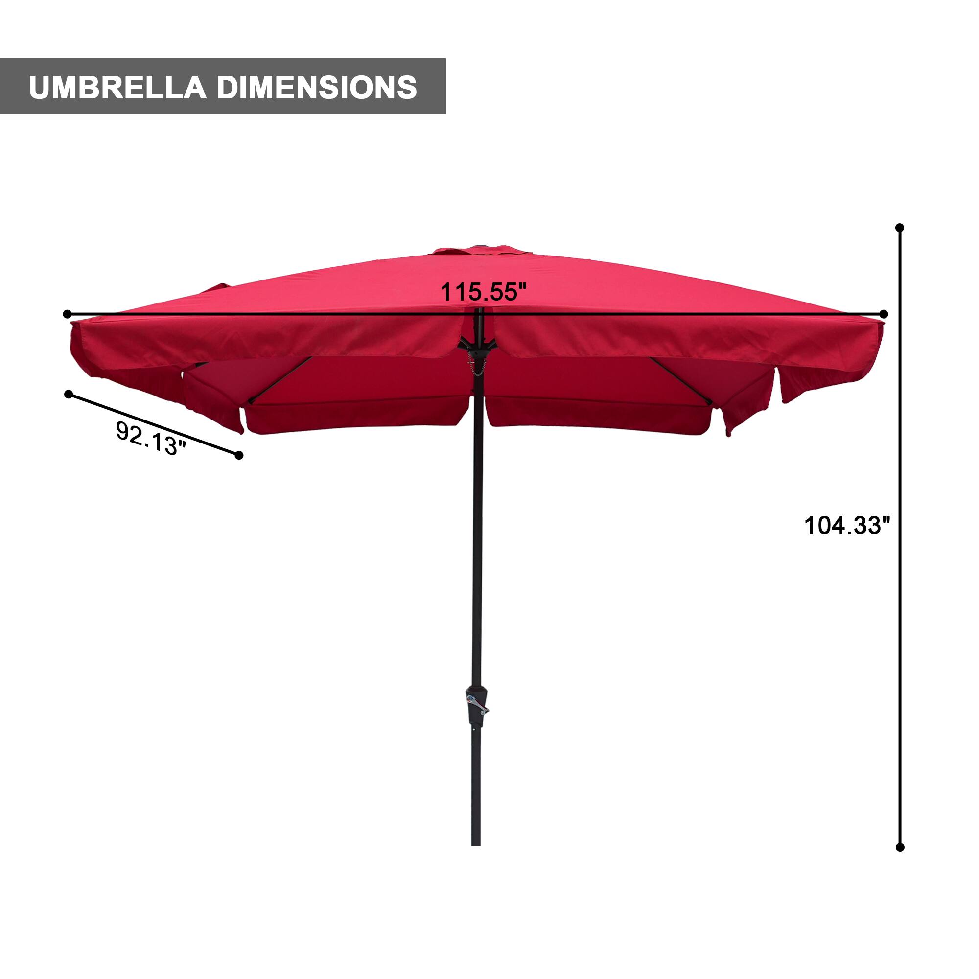 UMBRELLA DIMENSIONS  
115.55"  
92.13"  
104.33"