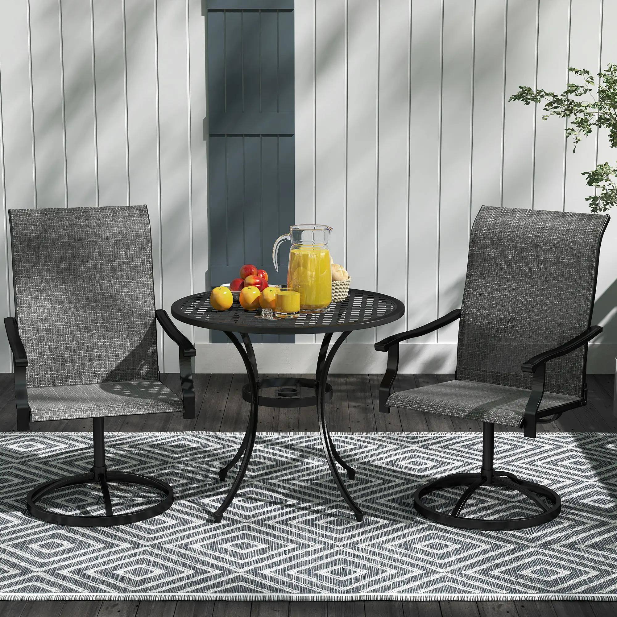 Alt View 1. Resenkos - Resenkos Outdoor Swivel Chairs, High-Back Mesh Dining Seating, 2-Piece Set, Perfect for Deck, Patio, Brown - Brown.