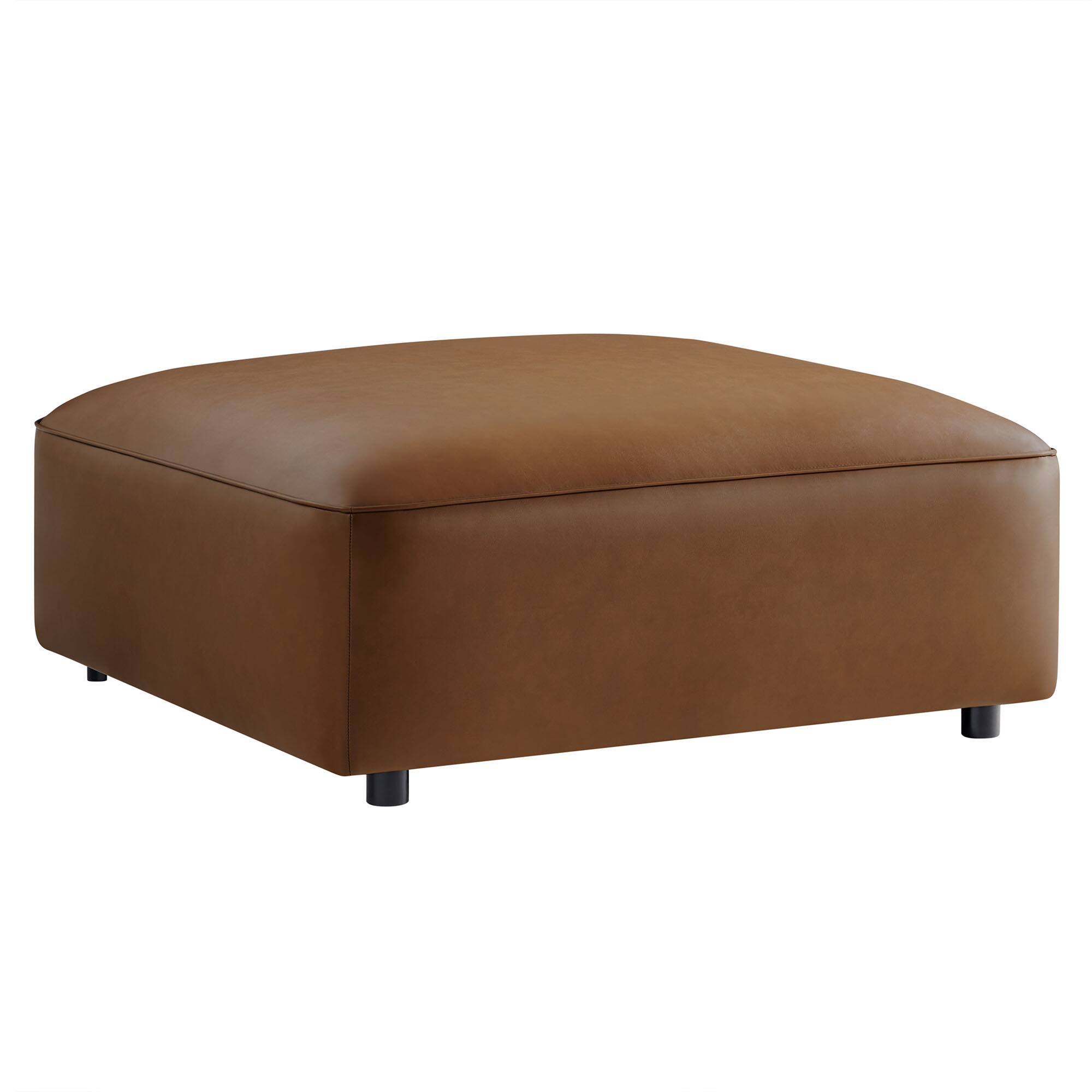 Angle. Modway - Auren Upholstered Vegan Leather Ottoman by Modway - Coffee.