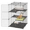 Front. VEVOR - Cat Cage 3-Tier 27.99"x27.99"x40.98" DIY Cat Playpen with Hammock, Indoor Enclosure Detachable Metal Wire Kennel Crate - Black.