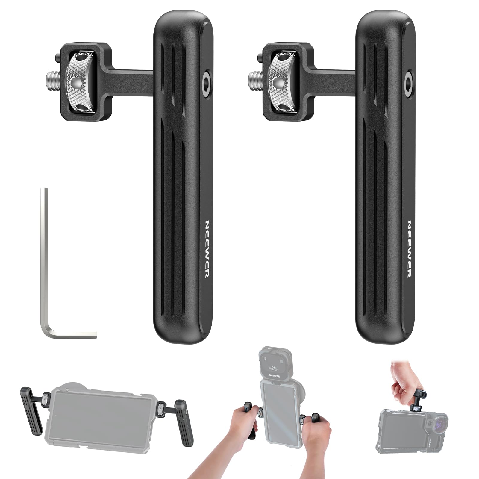 Neewer - Rotatable Handles for Phone Video Rigs, 2-Pack - Black