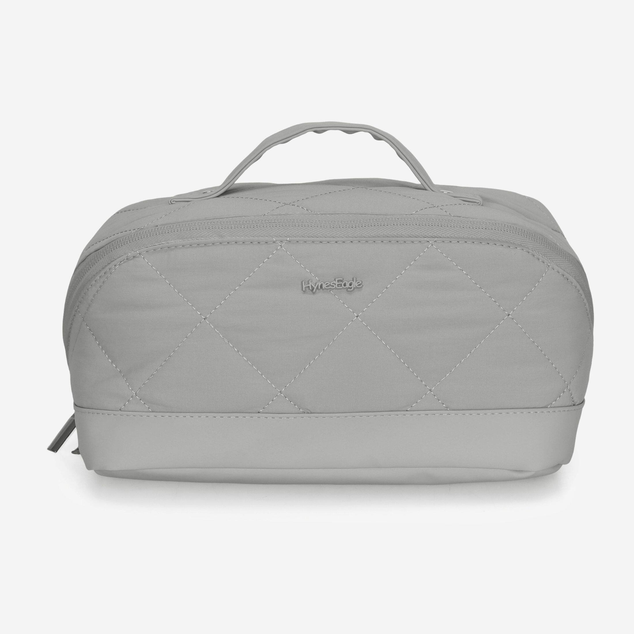 Hynes Eagle - Quilted Makeup Bag Organizer – Structured Base - Stone Gray