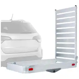 Elevate Outdoor - Aluminum Tray Premium Cargo Carrier with 58-Inch Loading Ramp - Silver