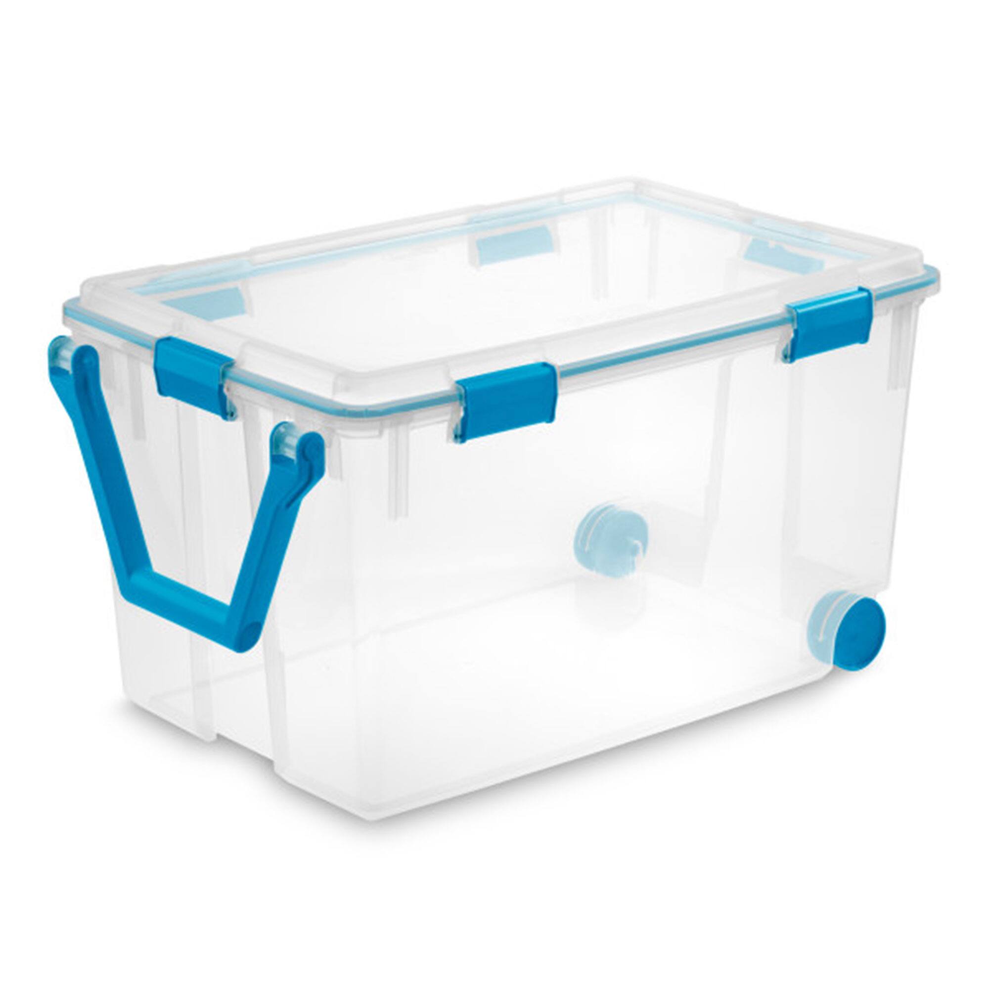 Alt View 1. Sterilite - Sterilite 120 Qt Wheeled Gasket Box Stackable Storage Bin with Latch Lid, 3 Pack - Clear.