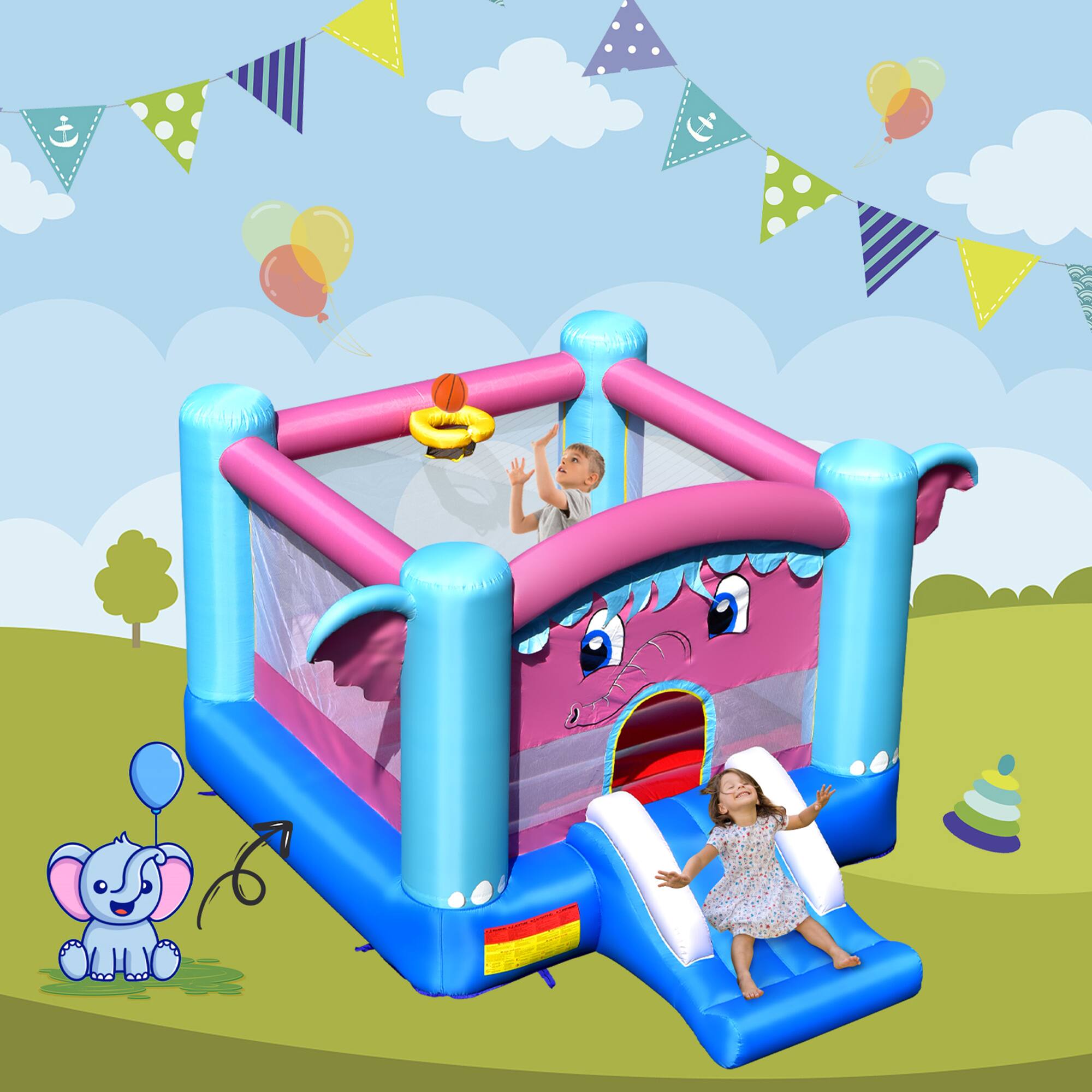 Alt View 2. Gymax - Gymax Inflatable Bounce House 3-in-1 Elephant Theme Inflatable Castle without Blower.