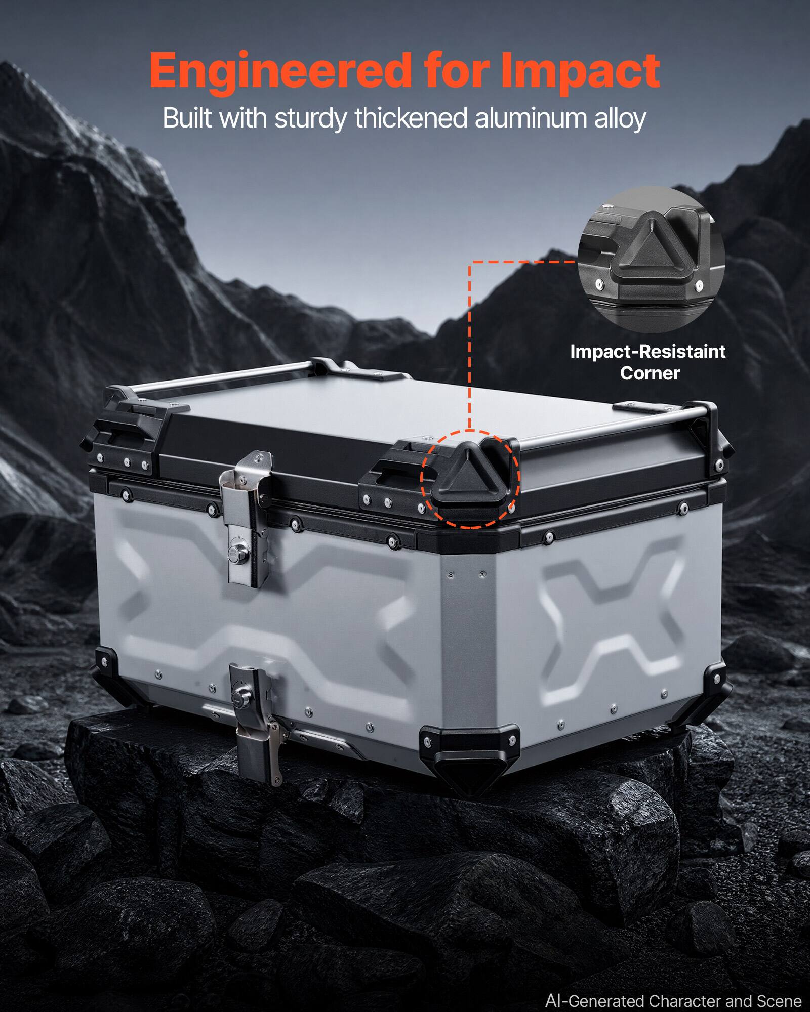 Engineered for Impact  
Built with sturdy thickened aluminum alloy  
Impact-Resistant Corner  
AI-Generated Character and Scene