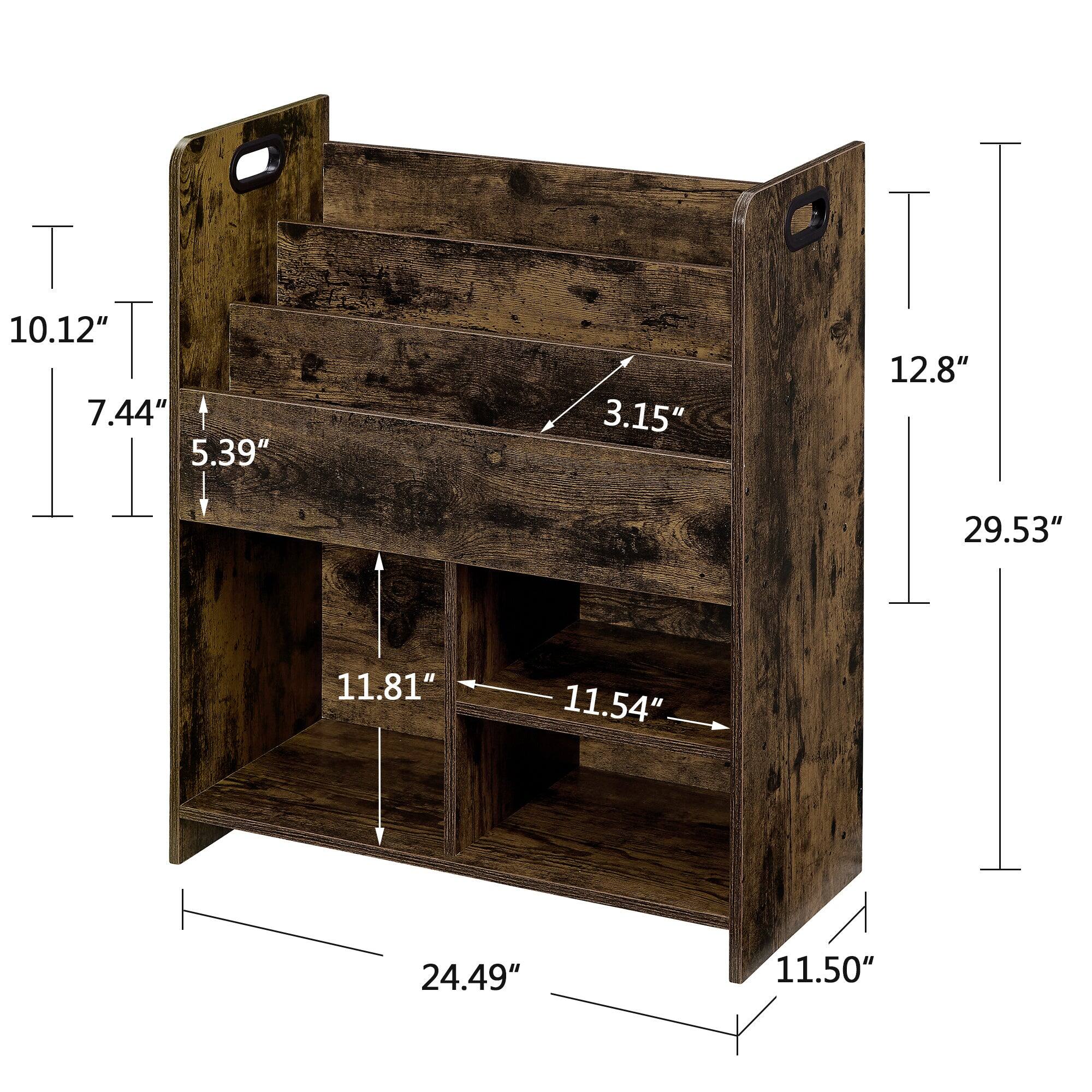 - Height: 29.53"
- Width: 24.49"
- Depth: 11.50"
- Top Shelf: 10.12" (Height) x 12.8" (Width)
- Second Shelf: 7.44" (Height) x 12.8" (Width)
- Third Shelf: 5.39" (Height) x 12.8" (Width)
- Bottom Shelf: 11.81" (Height) x 11.54" (Width)
- Side Thickness: 3.15"