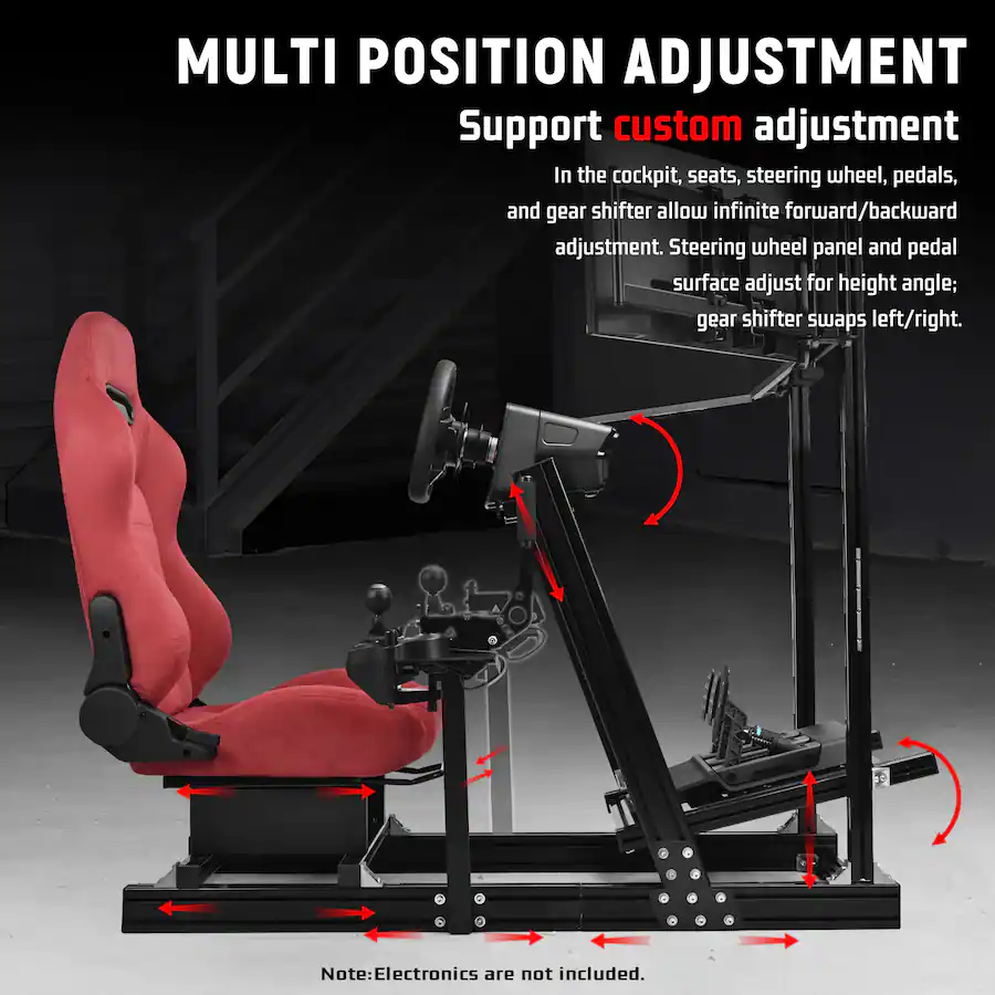 Custom Sim Cockpits Dardoo Aluminum Profile Racing Simulator Cockpit, Equipped With Red ...