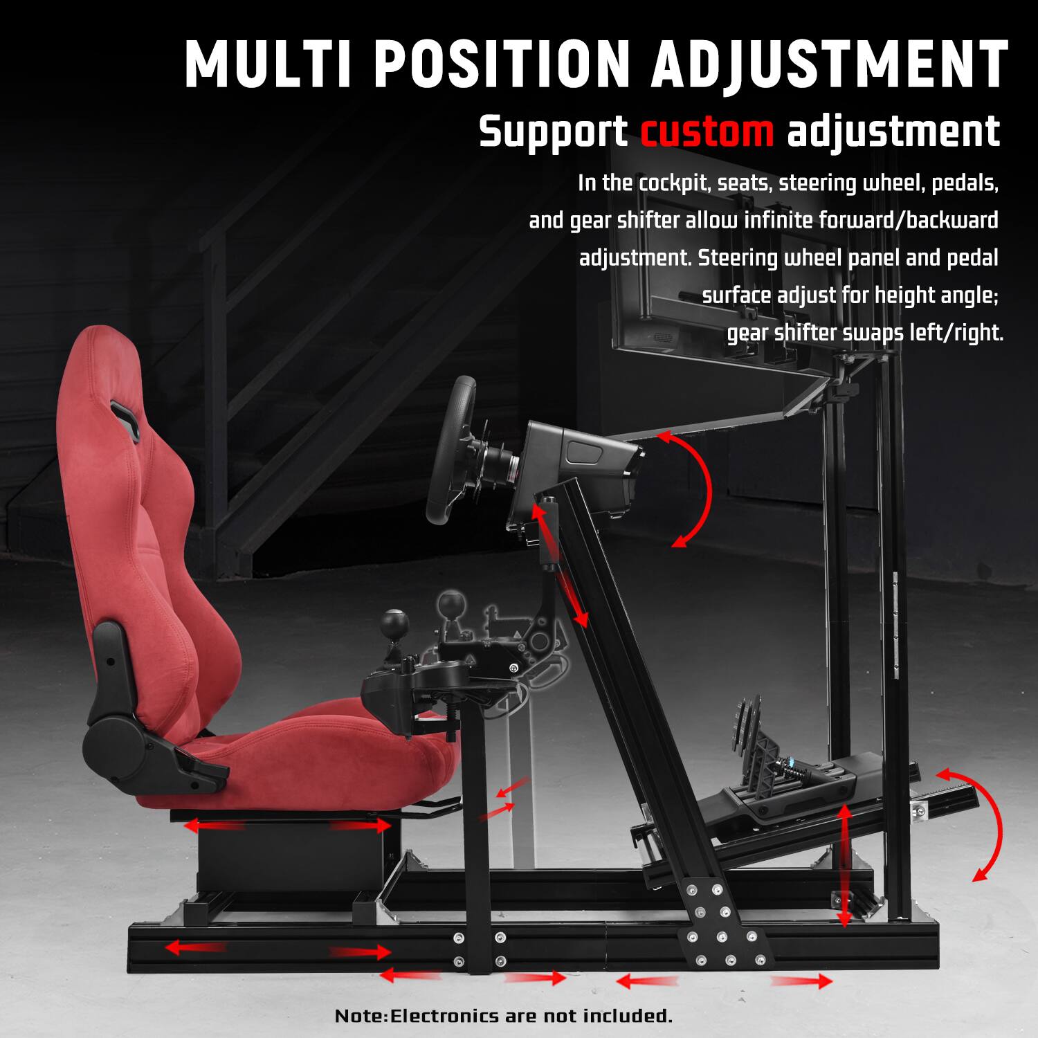 Dardoo Aluminum Profile Racing Simulator Cockpit, Equipped With Red ...