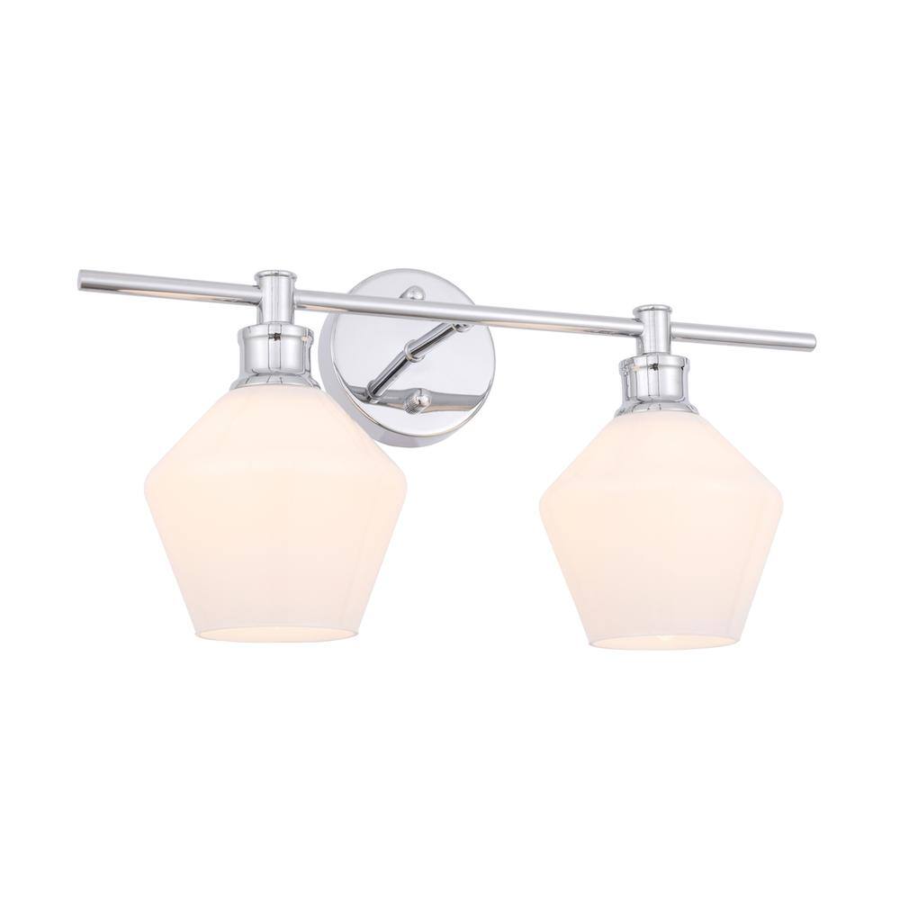Angle. Living District - Gene 2 light Chrome and Frosted white glass Wall sconce - Chrome And Frosted White Glass.