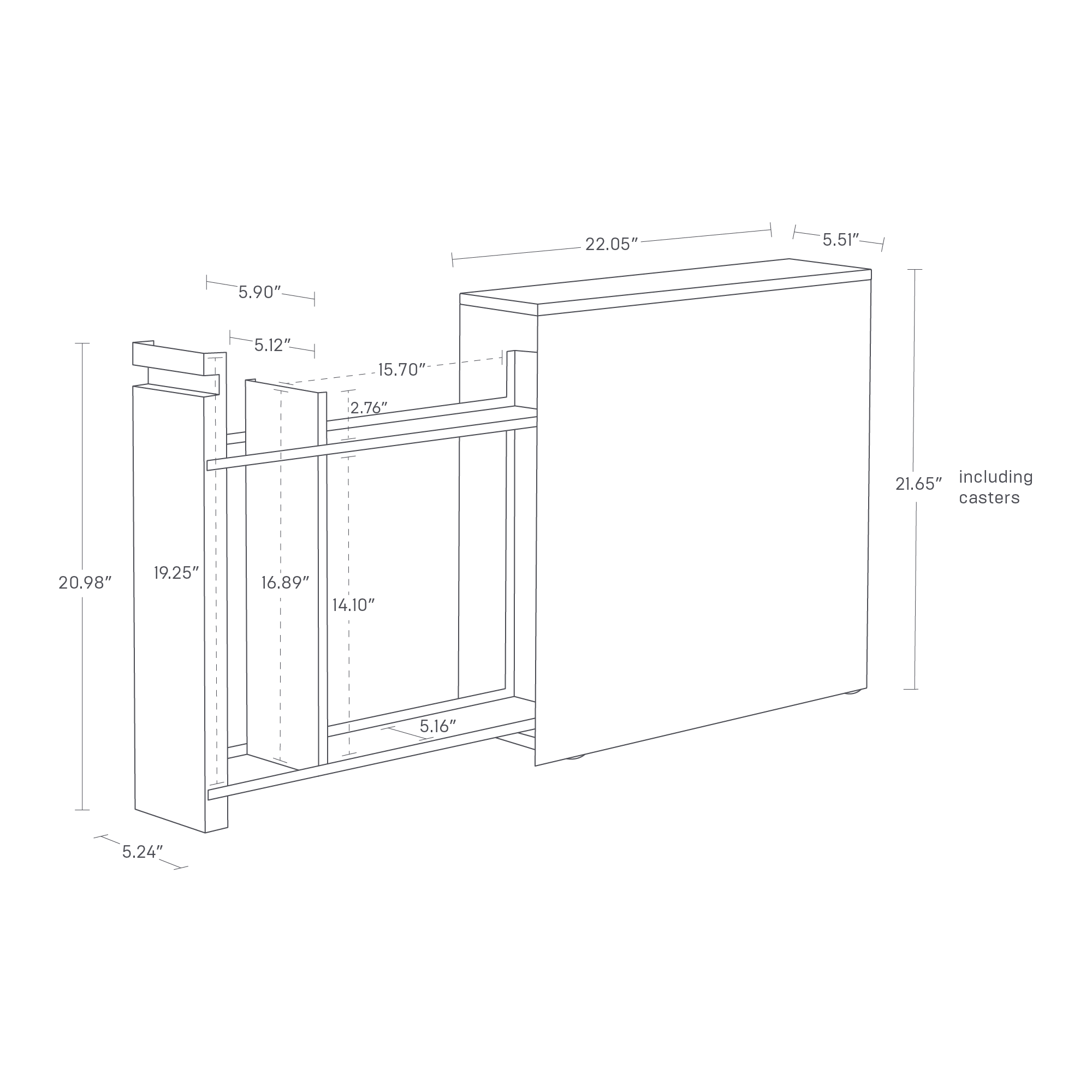 Alt View 2. Yamazaki Home - Pull-Out Bathroom Storage Cabinet - Steel + Wood - Black.