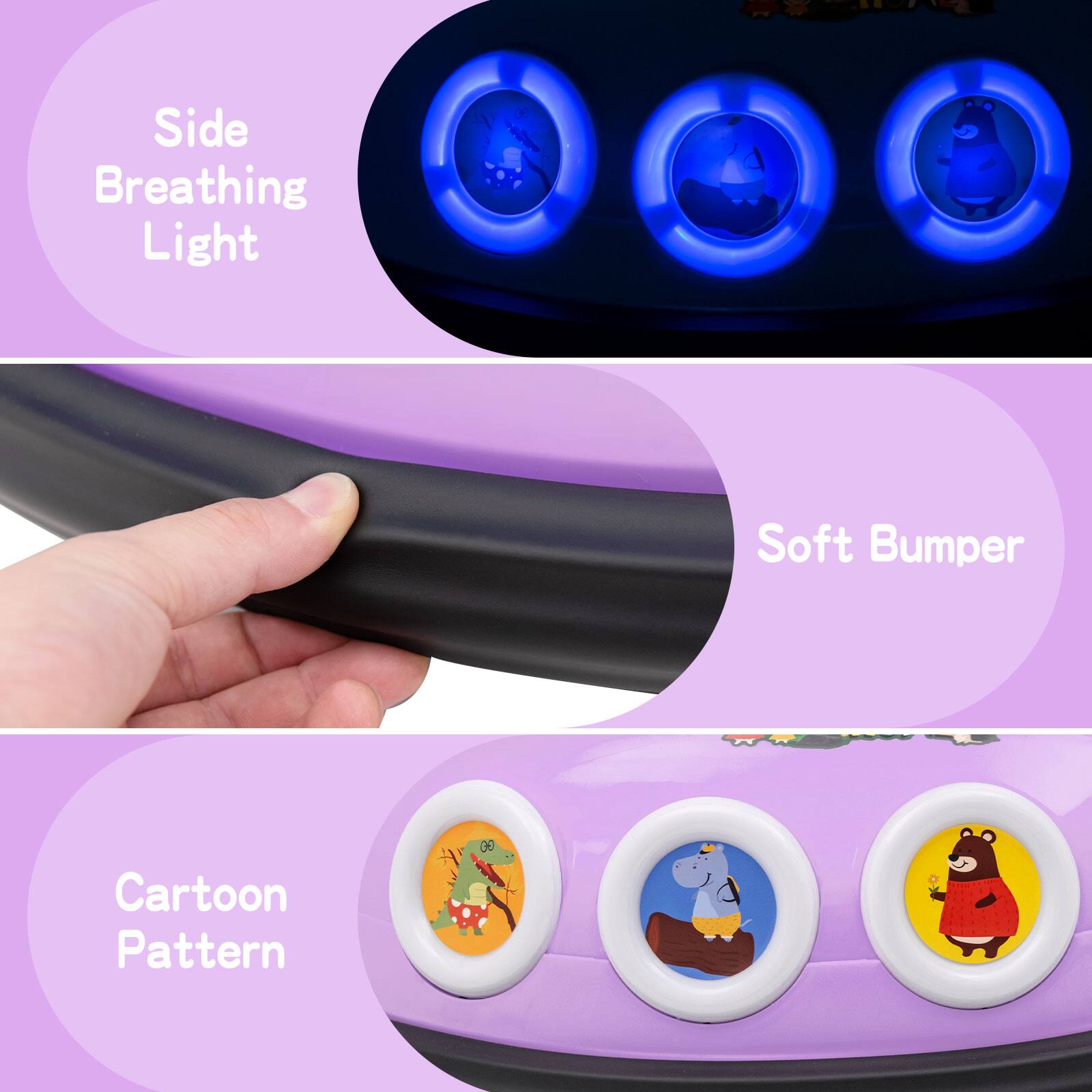 Side Breathing Light
Soft Bumper
Cartoon Pattern