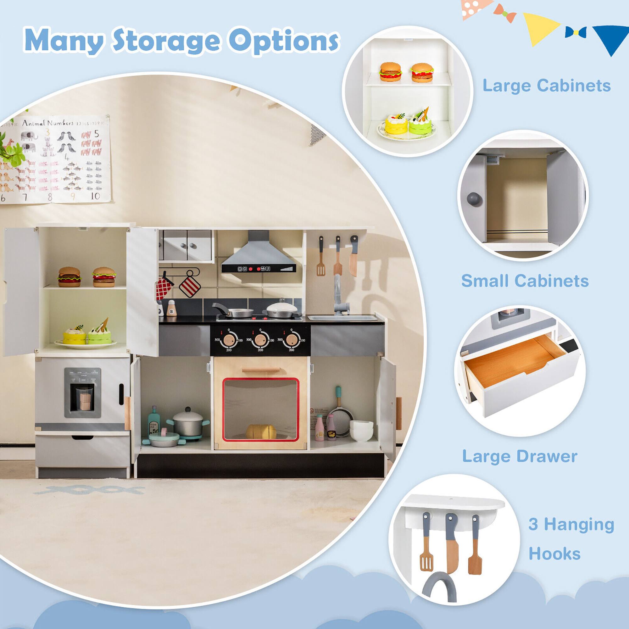 Many Storage Options

- Large Cabinets
- Small Cabinets
- Large Drawer
- 3 Hanging Hooks

Animal Numbers 3 4 5 6 7 8 9 10